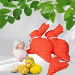 Osterdeko Tisch/ Stoff Herzen/ Mitbringsel Ostern/ Osterhasen Deko /Landhaus Deko/ Küchendeko/ Osterdeko orange