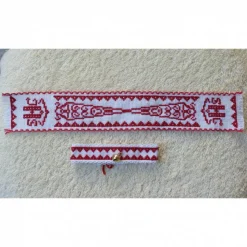 Osterdeko, Weiheset für das Osterlamm,  rot weiß Kreuzstich