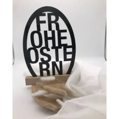 Osterdekoration - Edler "Frohe Ostern" Schriftzug aus Acryl & Holzklötzchen - Festliche Deko für Ihr Zuhause