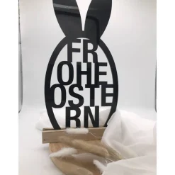Osterdekoration - Edler "Frohe Ostern" Schriftzug aus Acryl & Holzklötzchen - Festliche Deko für Ihr Zuhause