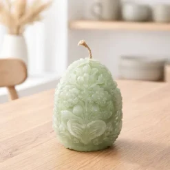 Osterdekoration - 2-er Set - Kerze und Osterei mit Kaltporzellan Verzierung