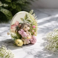 Osterdekoration - 2-er Set - Kerze im Glas und Osterei mit Kaltporzellan Verzierung