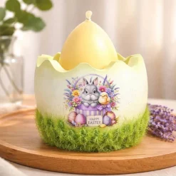 Osterdekoration - 2-er Set - Osterei mit Kerze