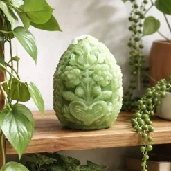 Osterdekoration - 2-er Set - Kerze und Osterei mit Kaltporzellan Verzierung