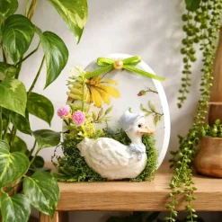 Osterdekoration - 2-er Set - Kerze und Osterei mit Kaltporzellan Verzierung