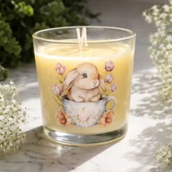 Osterdekoration - 2-er Set - Kerze im Glas und Osterei mit Kaltporzellan Verzierung