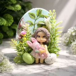 Osterdekoration - 2-er Set - Kerze im Glas und Osterei mit Kaltporzellan Verzierung