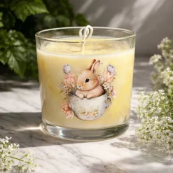 Osterdekoration - 2-er Set - Kerze im Glas und Osterei mit Kaltporzellan Verzierung