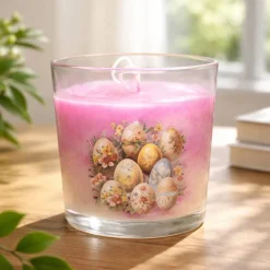 Osterdekoration - 2-er Set - Kerze im Glas und Osterei mit Kaltporzellan Verzierung