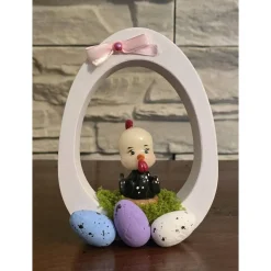 Osterdekoration - Osterei mit Schleife und Osterküken