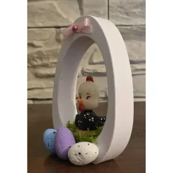 Osterdekoration - Osterei mit Schleife und Osterküken