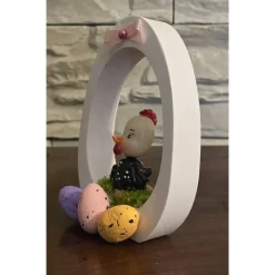 Osterdekoration - Osterei mit Schleife und Osterküken