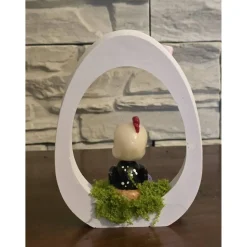 Osterdekoration - Osterei mit Schleife und Osterküken