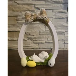 Osterdekoration - Ostereier mit Schleife und Baby Reh - Rentier -