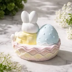 Osterdekoration - Osterhase im Auto - Handbemalt -