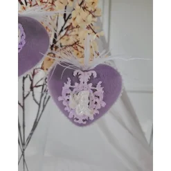 Osterdekoration Frühlingsdeko Herz personalisiert Ostergeschenk Weltfrauentagsgeschenk Osterhasen Ostereier hellila flie