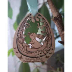 Osterdekoration Holz mehrlagig, personalisiert – Andenken Sternenkind, Erinnerung Verstorbene, Geschenk Osterei