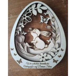 Osterdekoration Holz mehrlagig, personalisiert – Andenken Sternenkind, Erinnerung Verstorbene, Geschenk Osterei