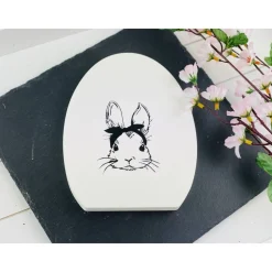 Osterei aus Keraflott – Beplottet mit Hasen oder Spruch für deine Osterdeko