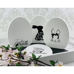 Osterei aus Keraflott – Beplottet mit Hasen oder Spruch für deine Osterdeko