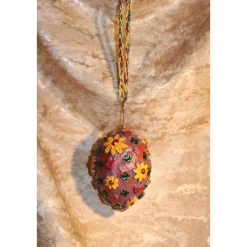 Osterei BLÜTEN & HERZEN Acrylmalerei Collage auf einem Kunststoffei Fensterdeko Hängedeko Wohndeko Handarbeit