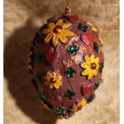 Osterei BLÜTEN & HERZEN Acrylmalerei Collage auf einem Kunststoffei Fensterdeko Hängedeko Wohndeko Handarbeit