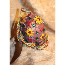 Osterei BLÜTEN & HERZEN Acrylmalerei Collage auf einem Kunststoffei Fensterdeko Hängedeko Wohndeko Handarbeit