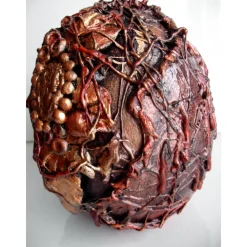 Osterei COCOONED Osterdeko  Keramikei dekoriert mit Modeliermasse im Steampunk-Stil Viktorianisch Deko-Ei Mystisches Ei