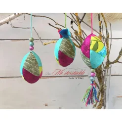 Osterei Dekoeier Gänsei-groß  bunt handgemacht