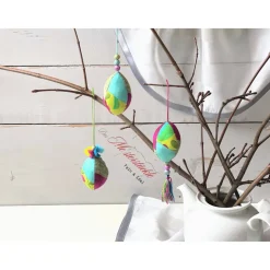 Osterei Dekoeier Gänsei-groß  bunt handgemacht