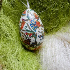 Osterei Gänseei mit italienischem Florentiner Buntpapier – Decoupage-Technik, handgemachte Dekoration, Geschenkidee
