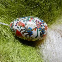 Osterei Gänseei mit italienischem Florentiner Buntpapier – Decoupage-Technik, handgemachte Dekoration, Geschenkidee