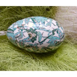 Osterei Gänseei mit italienischem Florentiner Buntpapier – einzigartiges Dekorationsstück in Decoupage-Technik