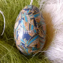 Osterei Gänseei mit italienischem Buntpapier – Einzigartige Decoupage-Dekoration 9-10 cm