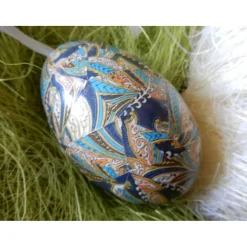 Osterei Gänseei mit italienischem Buntpapier – Einzigartige Decoupage-Dekoration 9-10 cm
