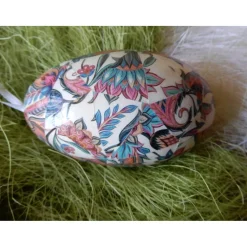 Osterei Gänseei mit italienischem Buntpapier – Einzigartige Decoupage-Dekoration 9-10 cm