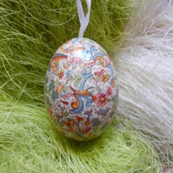 Osterei Gänseei mit italienischem Buntpapier – Einzigartige Decoupage-Dekoration 8-9 cm