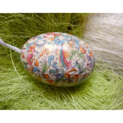 Osterei Gänseei mit italienischem Buntpapier – Einzigartige Decoupage-Dekoration 8-9 cm