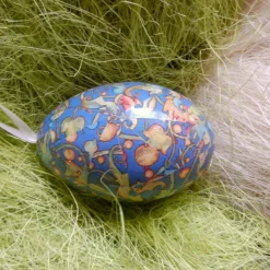 Osterei Gänseei mit italienischem Buntpapier – Einzigartige Decoupage-Dekoration 8-9 cm