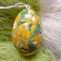 Osterei Gänseei mit italienischem Buntpapier – Einzigartige Decoupage-Dekoration 9-10 cm