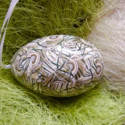 Osterei Gänseei mit italienischem Buntpapier – Einzigartige Decoupage-Dekoration 9-10 cm