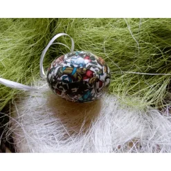 Osterei handgefertigt mit italienisches Buntpapier in Decoupage-Technik beklebt