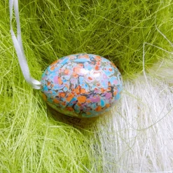 Osterei handgefertigt mit italienisches Marmorpapier in Decoupage-Technik beklebt