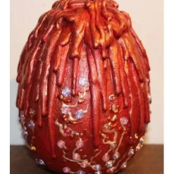 Osterei KUPFER & ROSEN Acrylmalerei auf einem Keramikei Ostergeschenk Künstler-Ei Sammlerstück