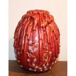 Osterei KUPFER & ROSEN Acrylmalerei auf einem Keramikei Ostergeschenk Künstler-Ei Sammlerstück