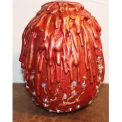 Osterei KUPFER & ROSEN Acrylmalerei auf einem Keramikei Ostergeschenk Künstler-Ei Sammlerstück