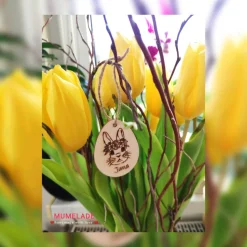 Osterei mit Hasenmotive und Name