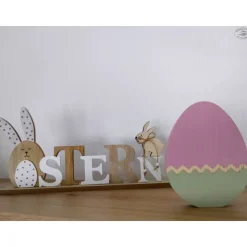 Osterei mit Zackenmuster aus Holz