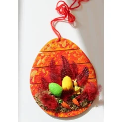 Osterei OSTERGÄRTCHEN (Nr. 2) Collage Acrylmalerei auf einem Holzei Künstler-Ei Wanddeko Osterdekoration