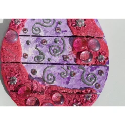 Osterei OSTERN IN PINK Ostergeschenk auf einem Holzei Künstler-Ei Wanddeko Collage Osterdekoration aus Holz